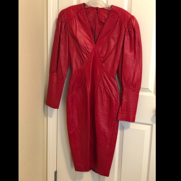chinese dress ladies Red Vegan Leather Mini Dress main image 0
